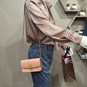 Tory Burch Britten Chain Wallet W Wristlet Light Meadowseet New With Tags